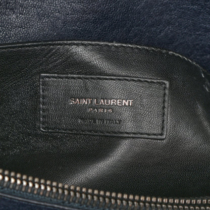 Saint Laurent Sheepskin Matelasse Chevron Monogram Large College Satchel Deep Marine 7 of 9