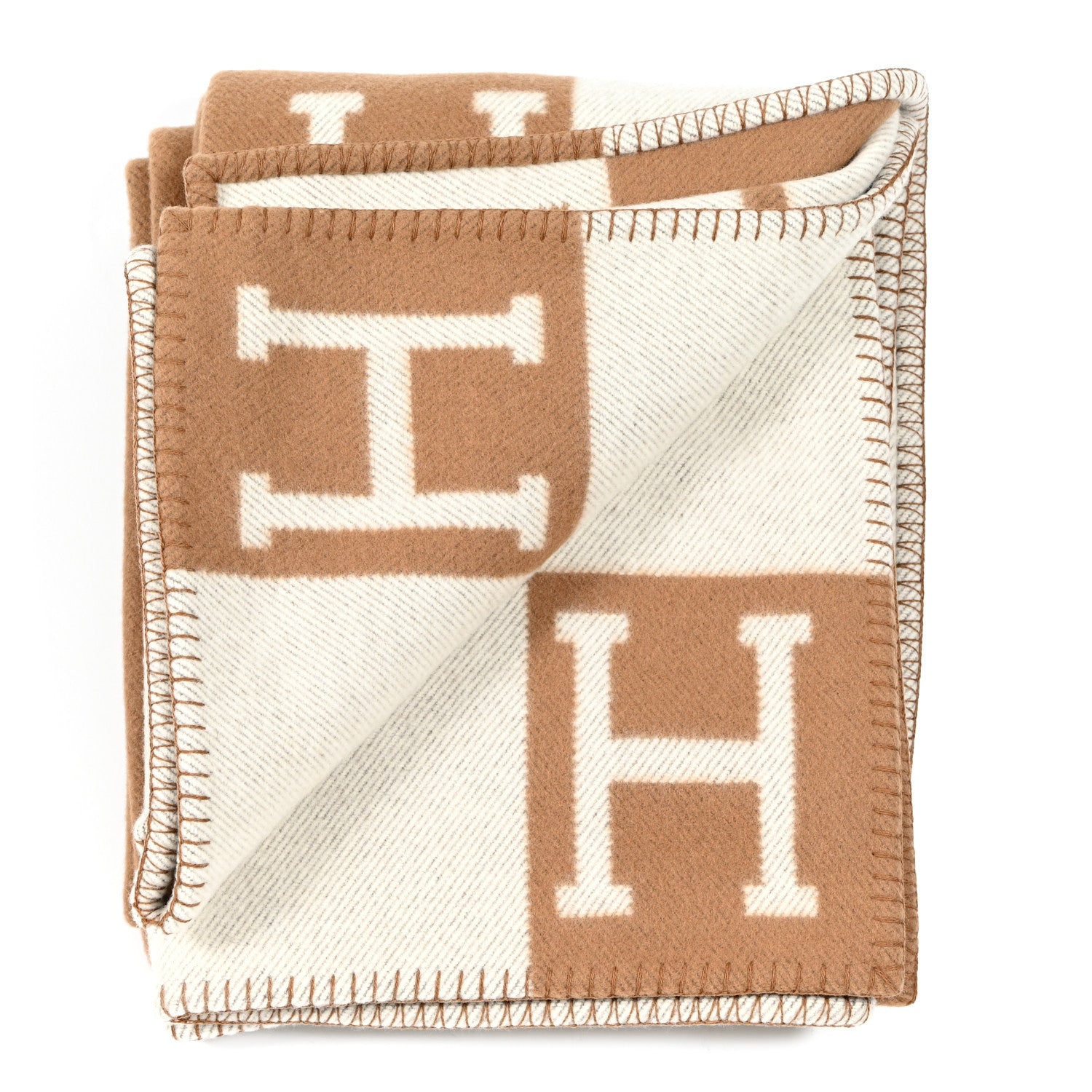 Hermes Wool Cashmere Avalon Blanket Ecru Camel 2 of 3