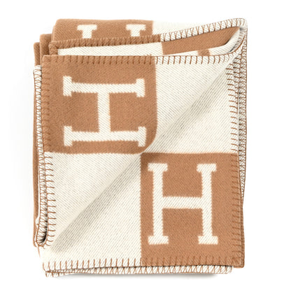 Hermes Wool Cashmere Avalon Blanket Ecru Camel 2 of 3