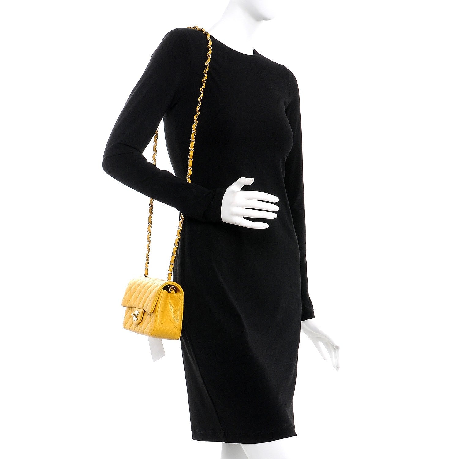 Chanel Caviar Quilted Mini Rectangular Flap Yellow 2 of 8
