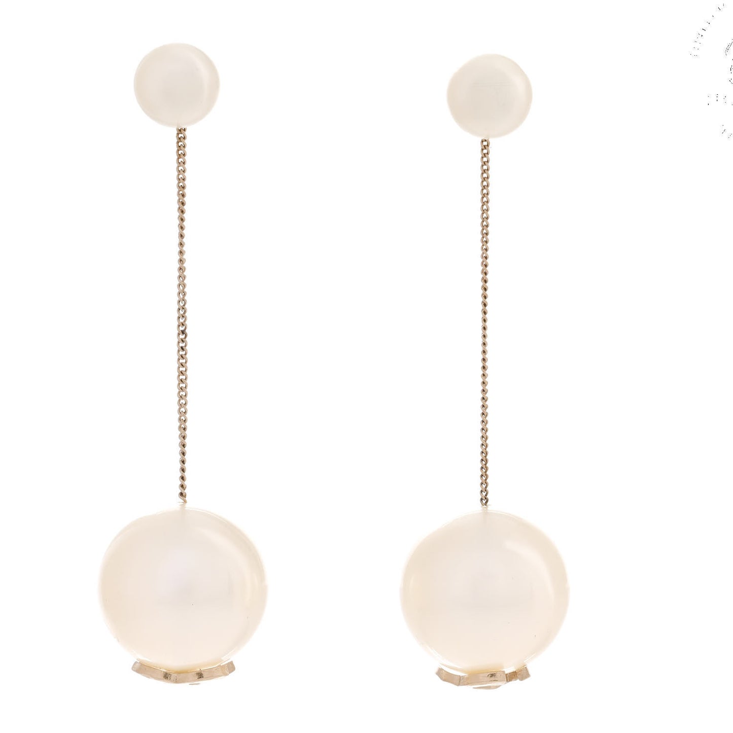 Pearl CC Chain Drop Earrings Gold