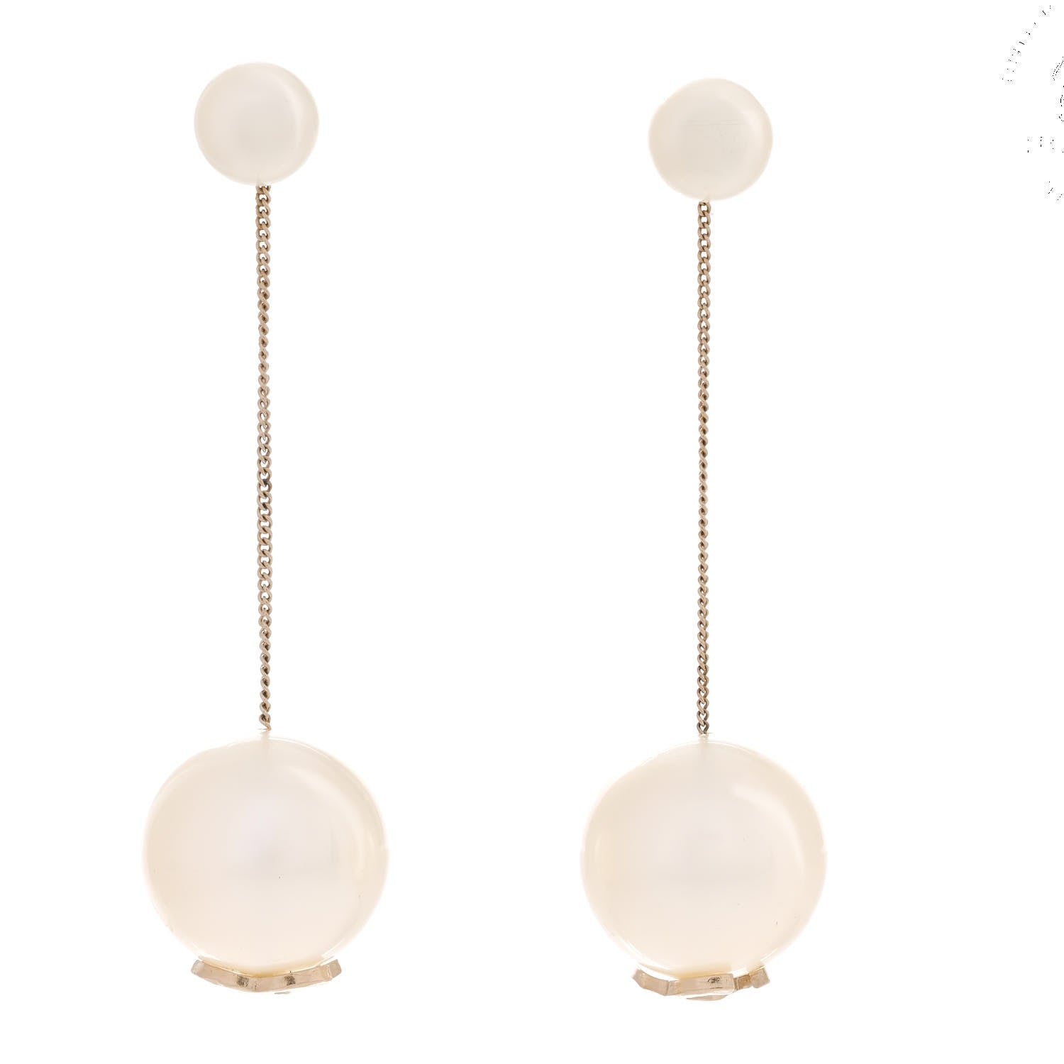 Chanel Pearl CC Chain Drop Earrings Gold 1 of 3