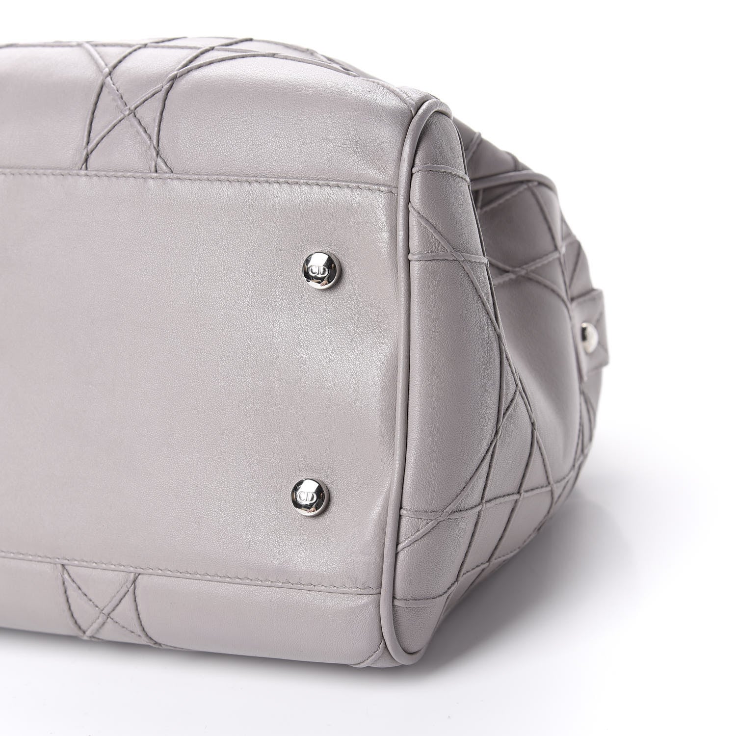 Christian Dior Lambskin Cannage Granville Polochon Grey 7 of 10