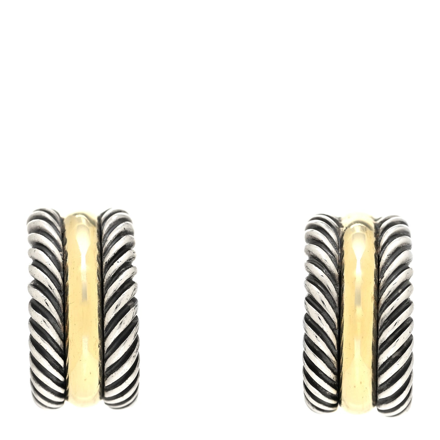 Sterling Silver 14K Yellow Gold 16mm Cable Classics Hoop Earrings