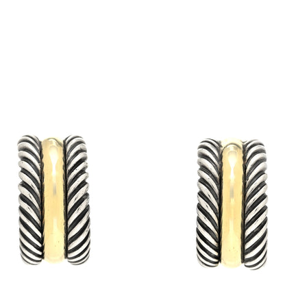 David Yurman Sterling Silver 14K Yellow Gold 16mm Cable Classics Hoop Earrings 1 of 4