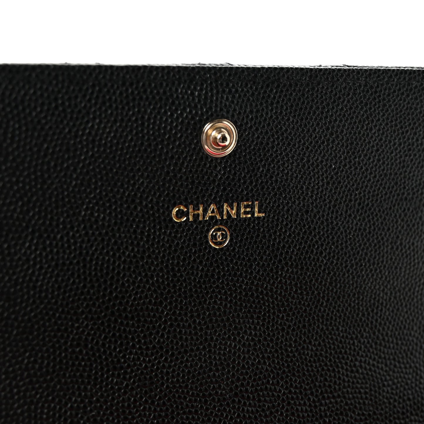Caviar Metal Perforated Quilted CC Flap Wallet Black