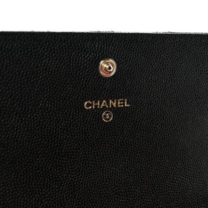 Chanel Caviar Metal Perforated Quilted CC Flap Wallet Black 6 of 9