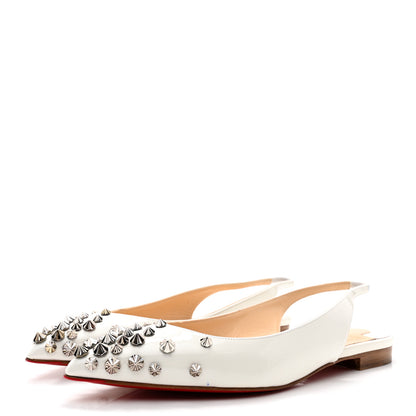 Christian Louboutin Patent Drama Sling Flats 35.5 Latte Silver 3 of 9