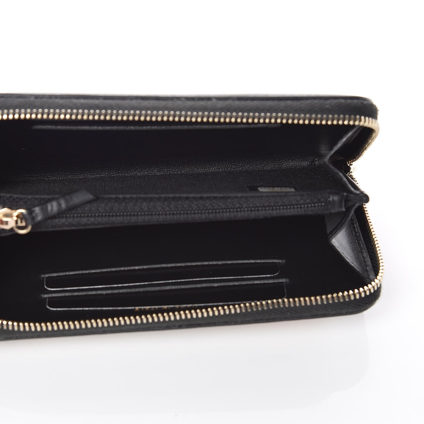Caviar Quilted Small Filigree Zip Around Wallet Beige Black