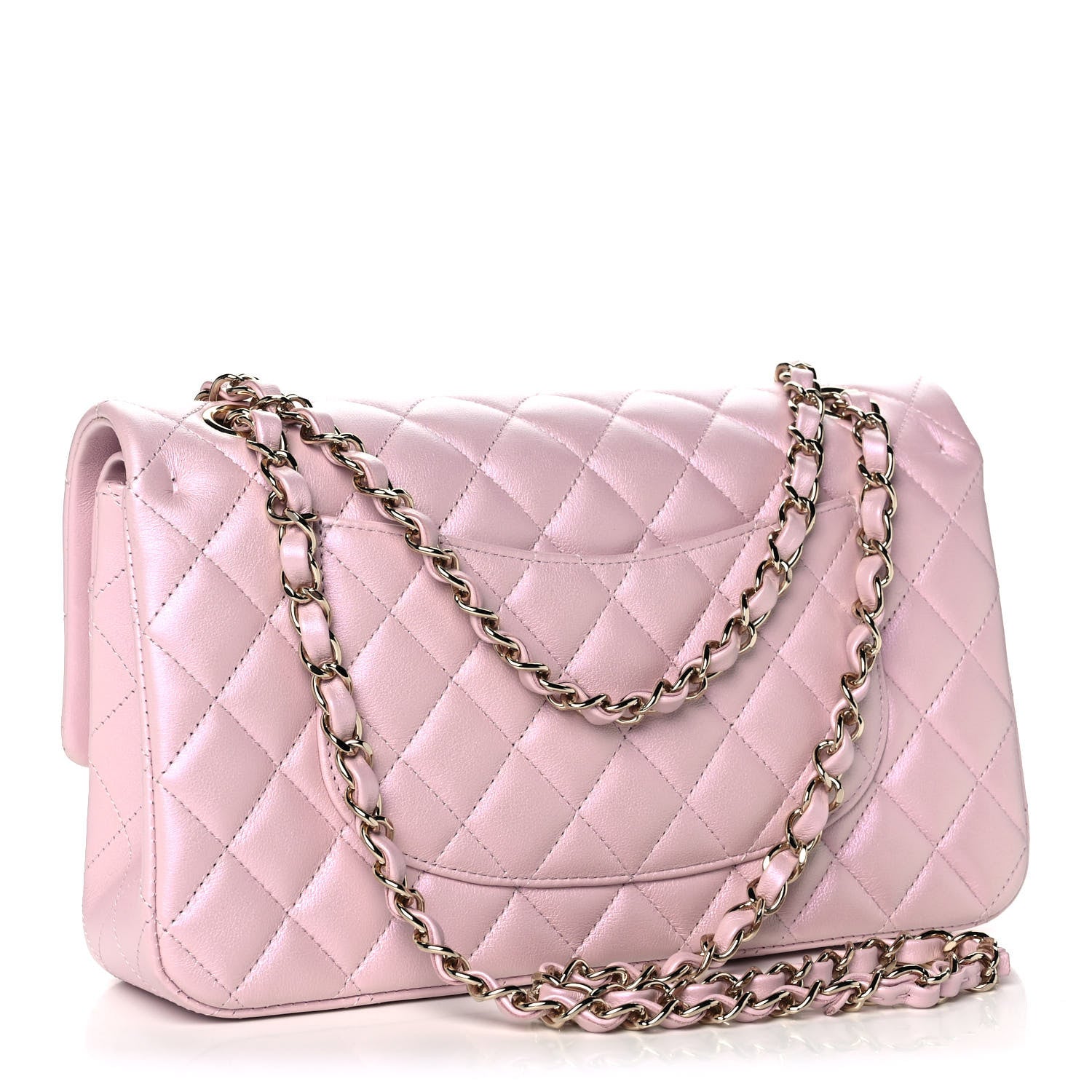 Chanel Iridescent Calfskin Quilted Medium Double Flap Light Pink 3 of 12