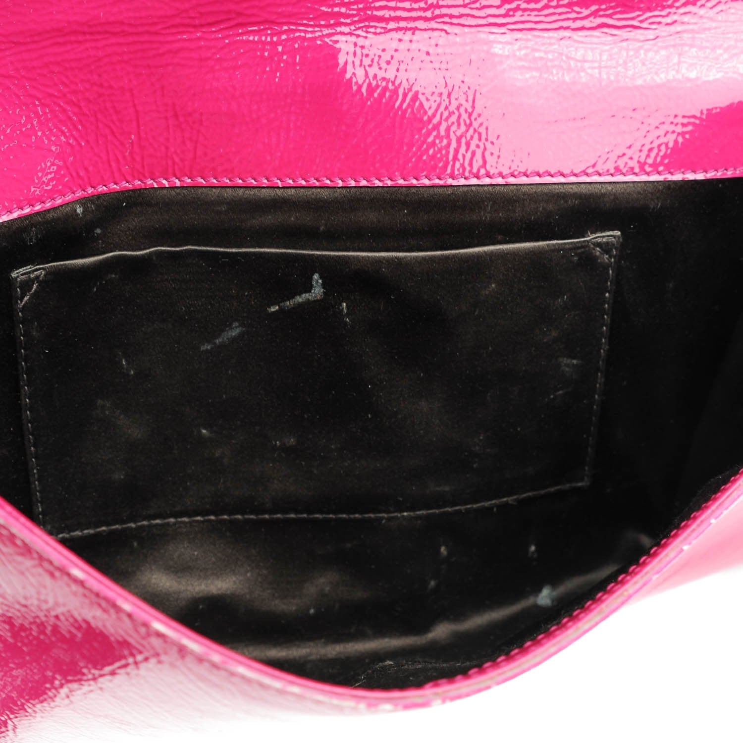 Saint Laurent Textured Patent Monogram Large Belle De Jour Clutch Fuchsia 8 of 11