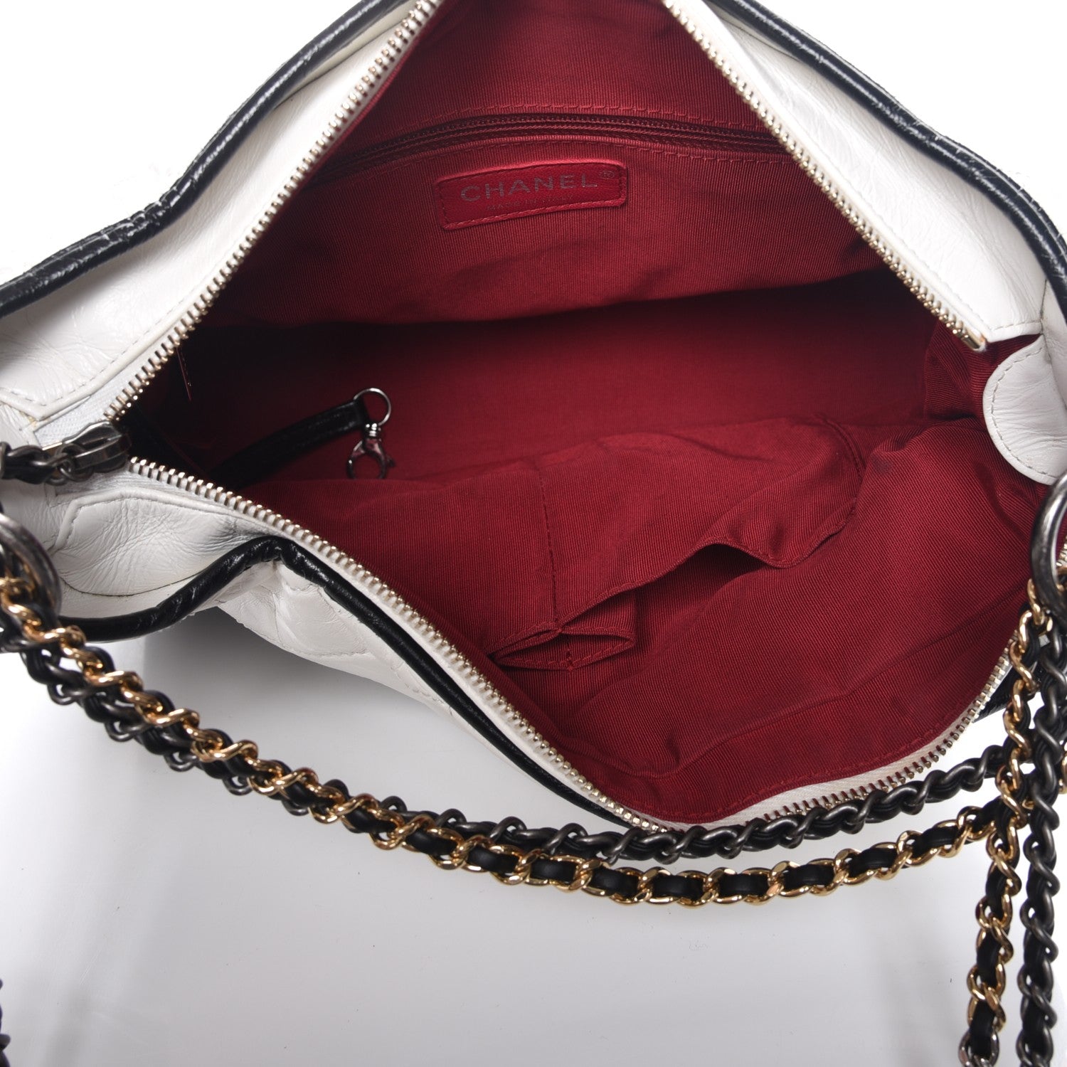 Chanel Aged Calfskin Quilted Medium Gabrielle Hobo Black White 5 of 7