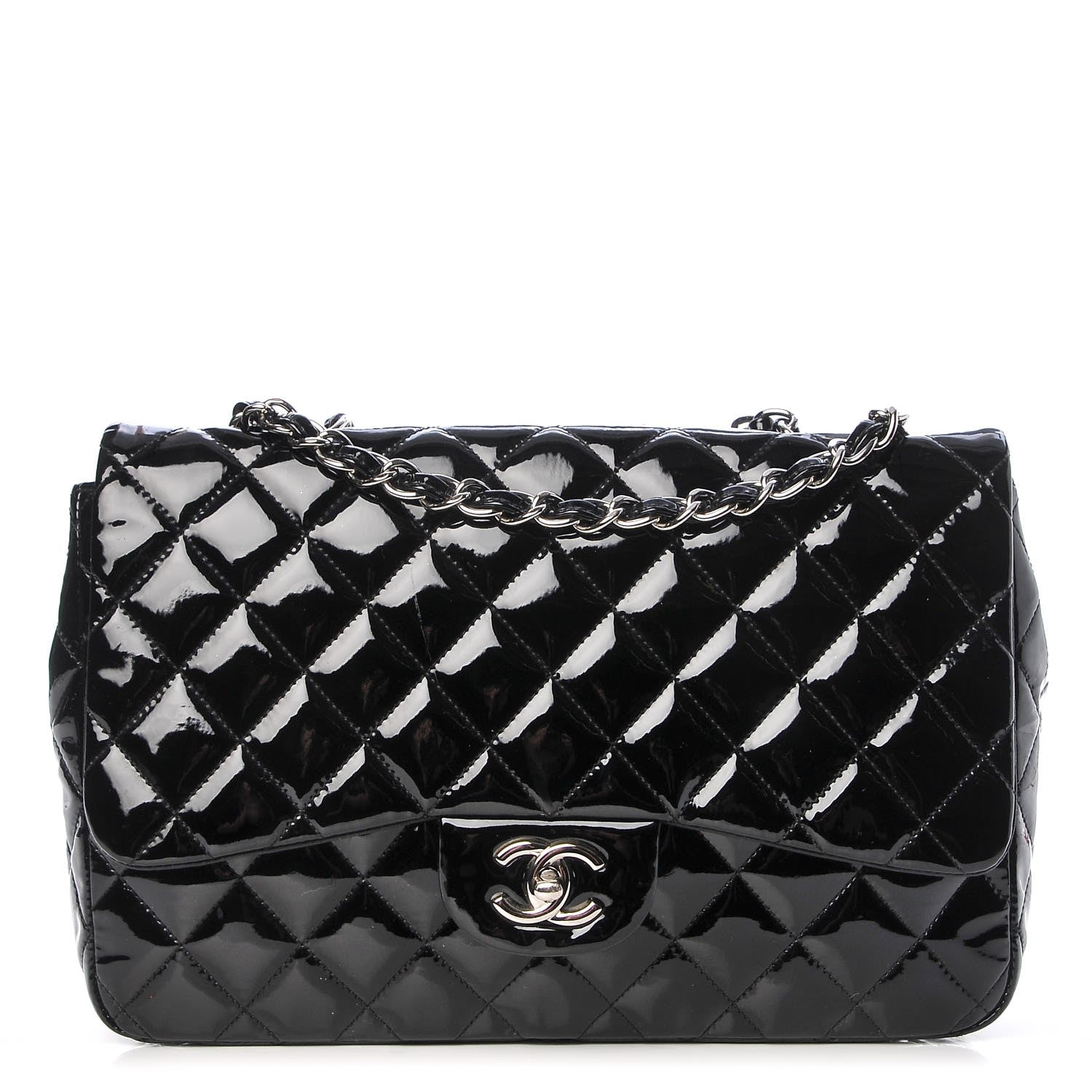 Chanel Patent Quilted Jumbo Single Flap Black 1 of 10