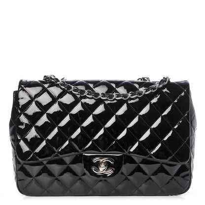 Chanel Patent Quilted Jumbo Single Flap Black 1 of 10