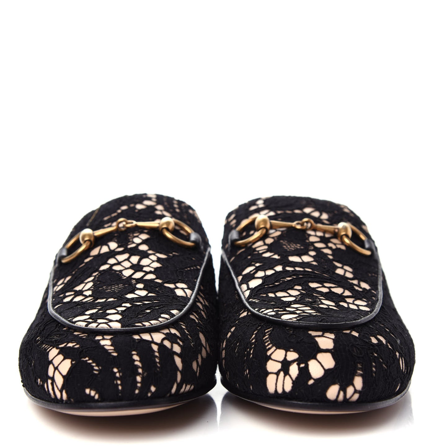 Lace Malaga Kid Womens Princetown Slippers 35.5 Black Skin Rose