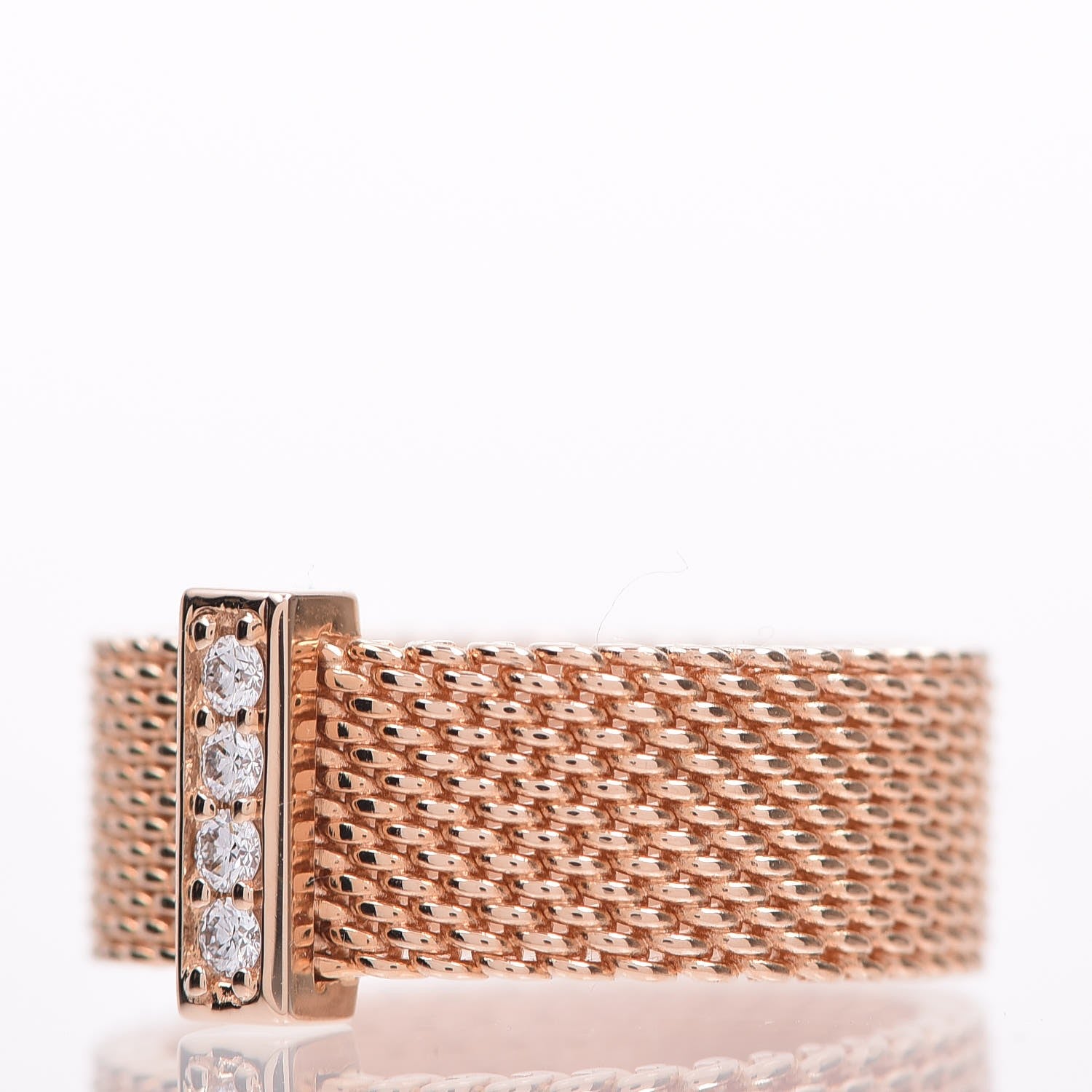 Tiffany 18K Rose Gold 4 Diamond Somerset Ring 47.5 4.25 3 of 5
