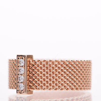 Tiffany 18K Rose Gold 4 Diamond Somerset Ring 47.5 4.25 3 of 5