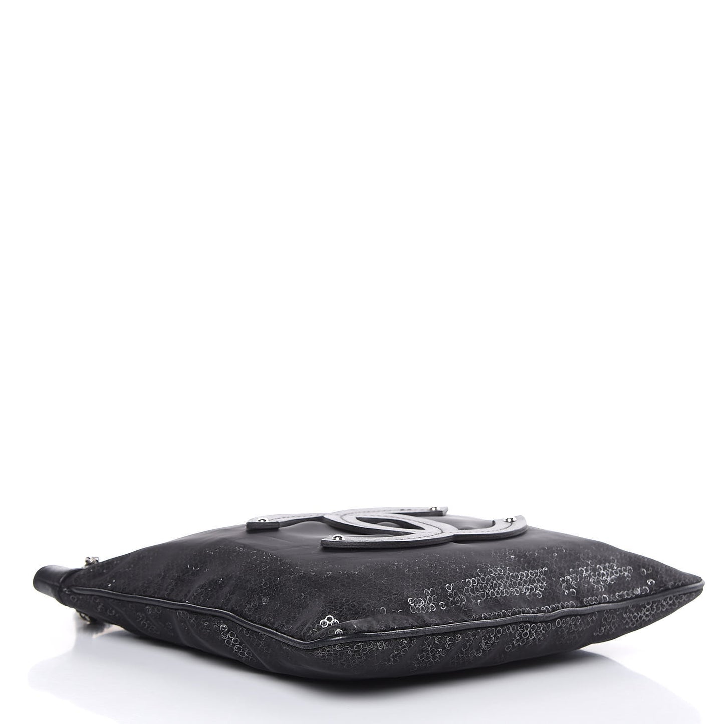 Calfskin Mesh Hidden Sequin CC Tote Black
