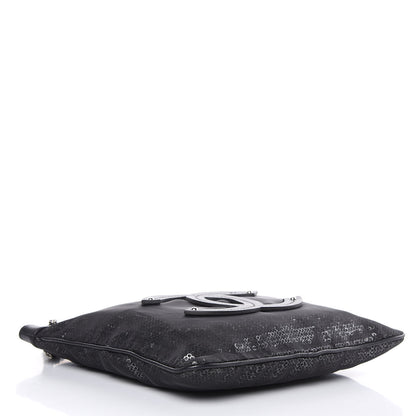 Chanel Calfskin Mesh Hidden Sequin CC Tote Black 4 of 14