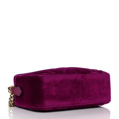 Gucci Velvet Matelasse Small GG Marmont Chain Shoulder Bag Fuchsia Violet Cyclamen 4 of 10