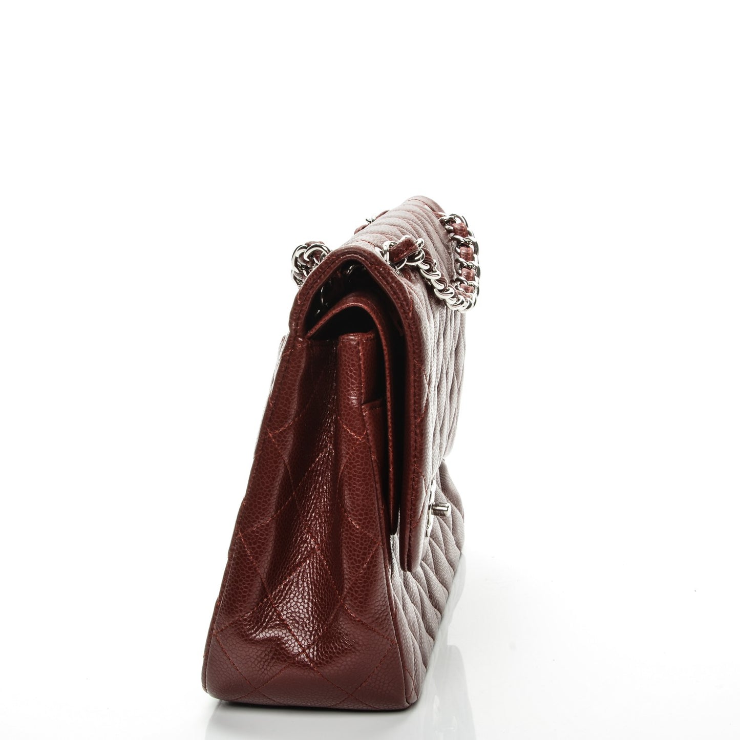 Caviar Quilted Jumbo Double Flap Dark Red