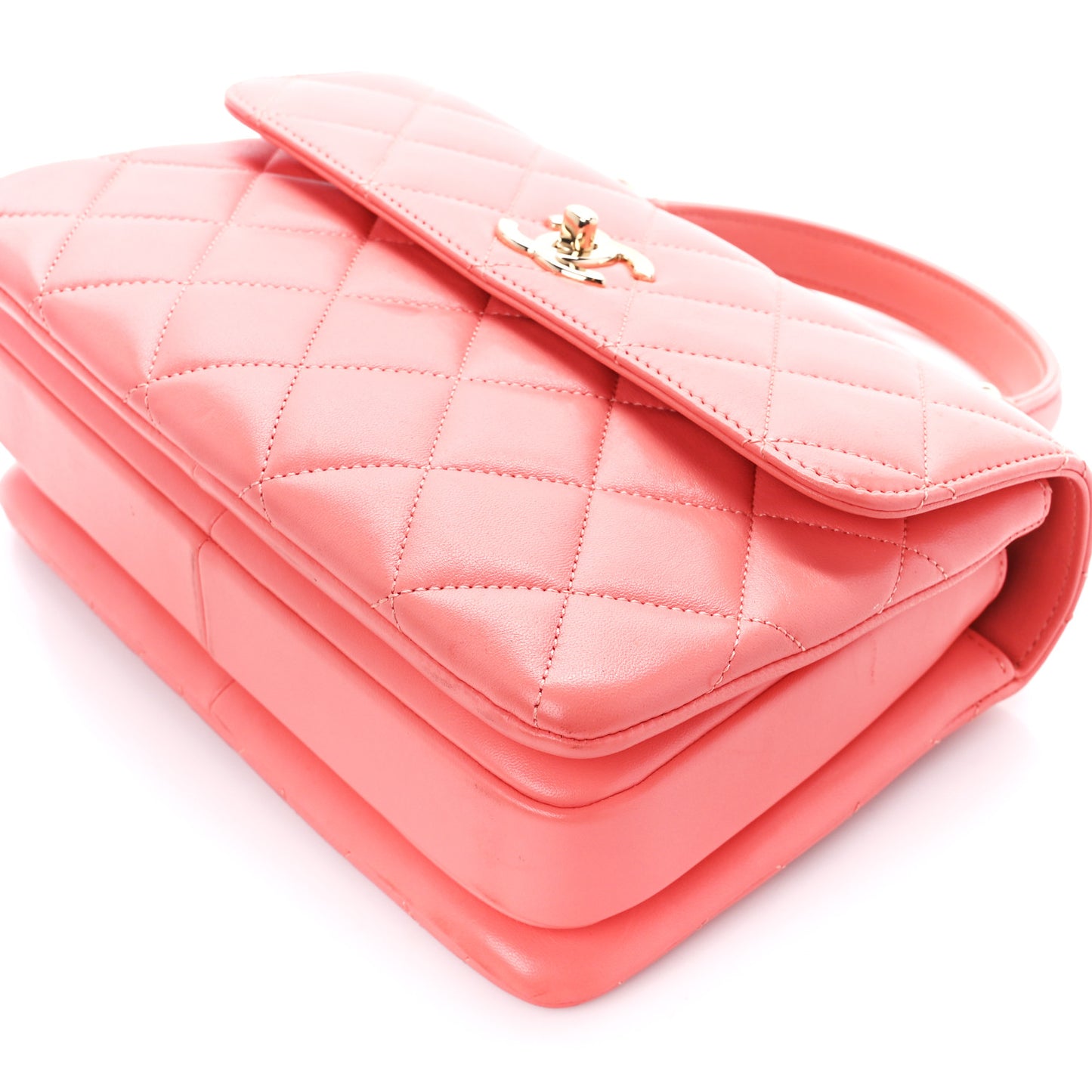 Lambskin Quilted Small Trendy CC Flap Dual Handle Bag Pink