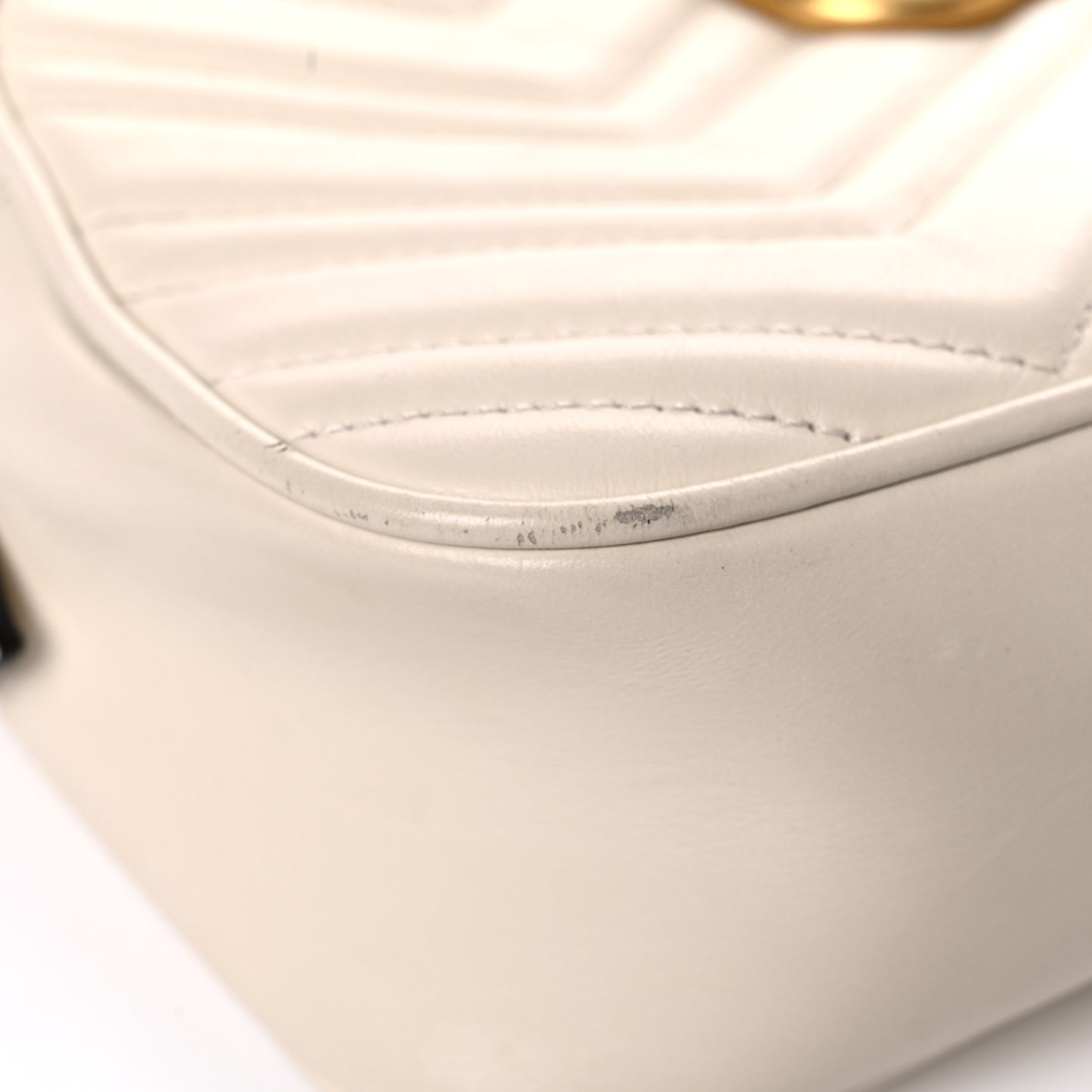 Calfskin Matelasse Small GG Marmont Chain Shoulder Bag White