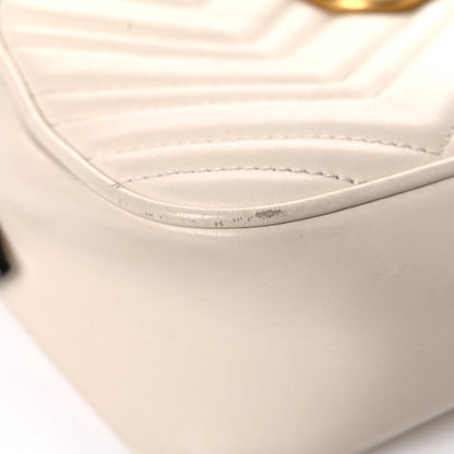 Gucci Calfskin Matelasse Small GG Marmont Chain Shoulder Bag White 9 of 19