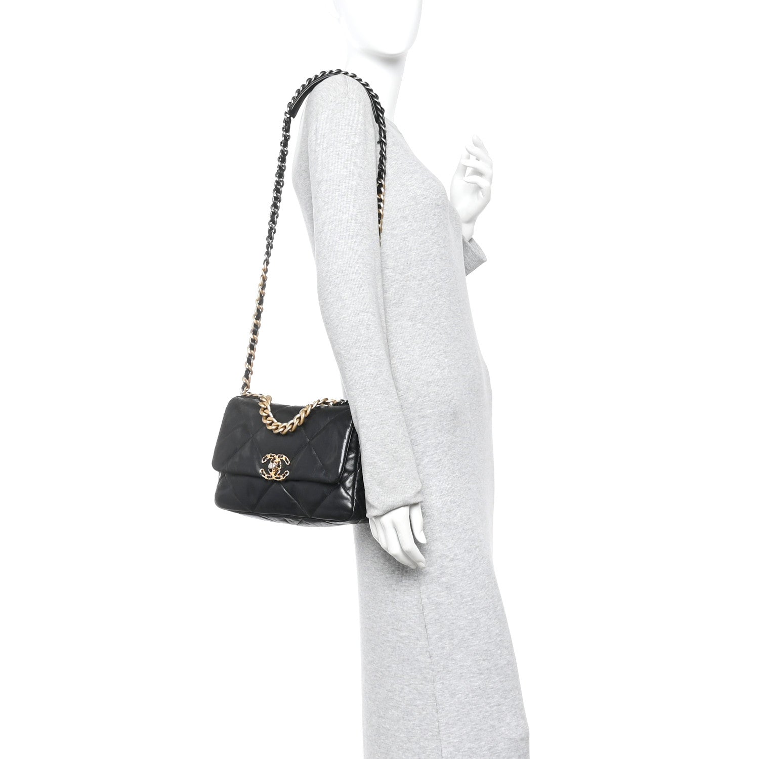 Chanel Goatskin Quilted Medium Chanel 19 Flap Black 2 of 11