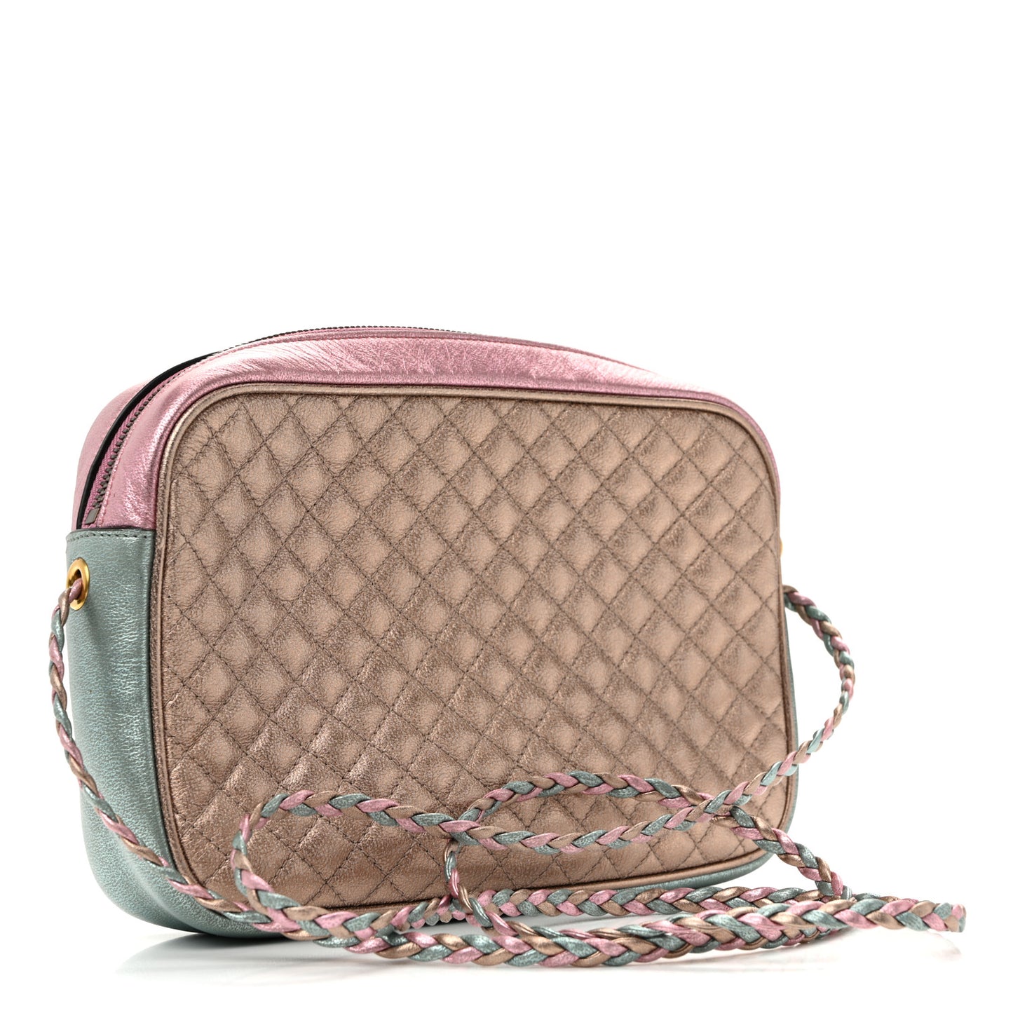 Laminated Nappa Trapuntata Small Zumi Shoulder Bag Rosa Lago Rame