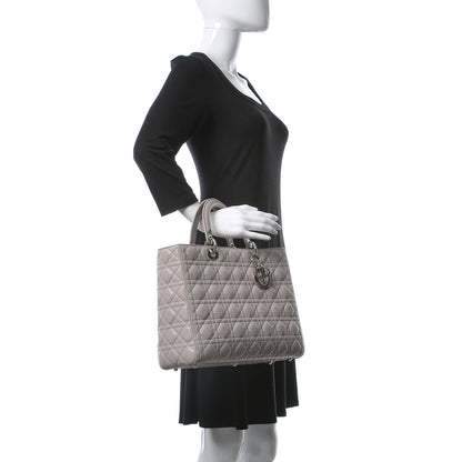 Christian Dior Lambskin Cannage Large Lady Dior Light Grey 2 of 9