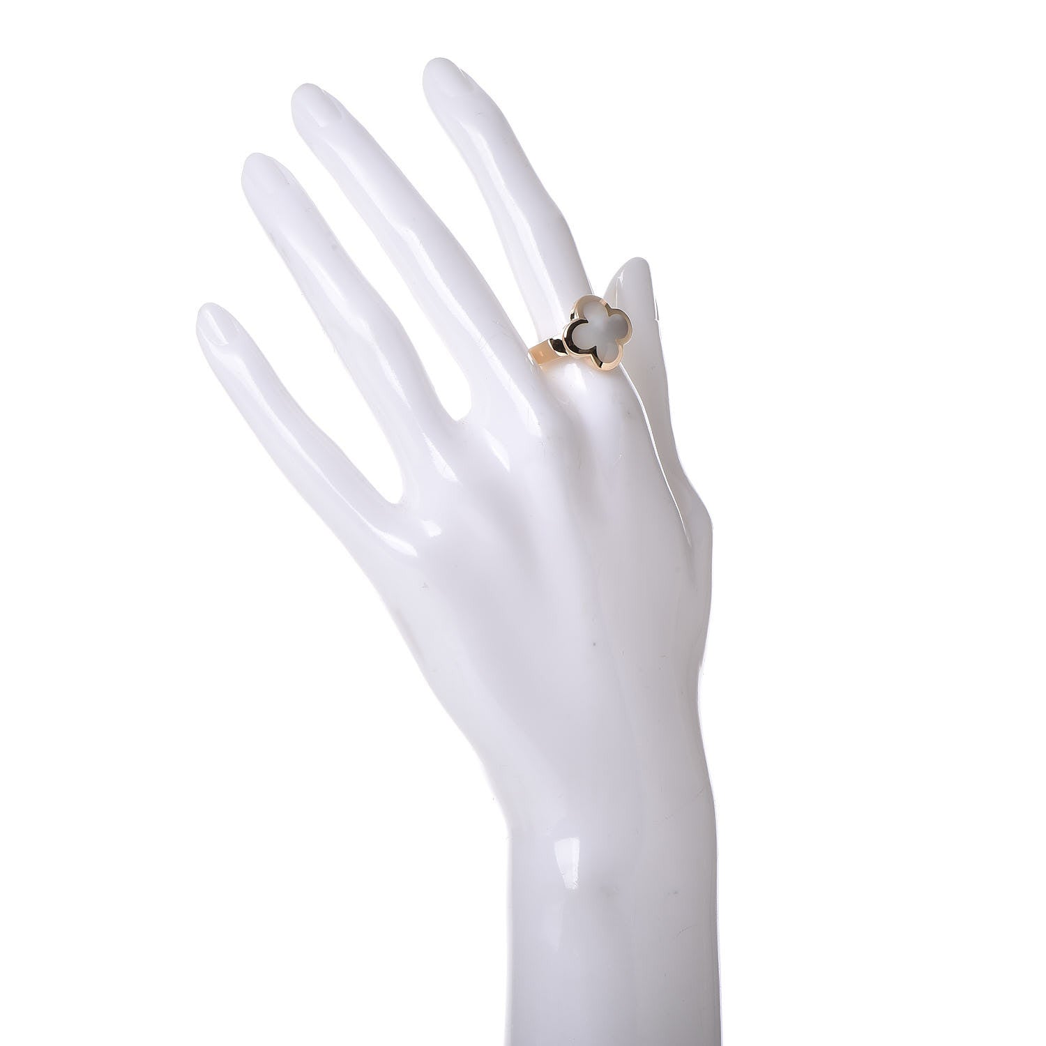 Van Cleef & Arpels 18K Yellow Gold Mother of Pearl Pure Alhambra Ring 54 6.75 2 of 7