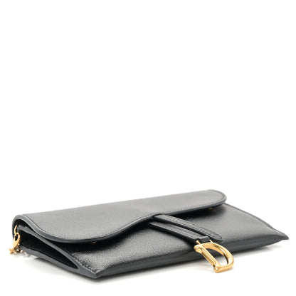 Christian Dior Goatskin Saddle Long Wallet With Chain Black 5 of 12