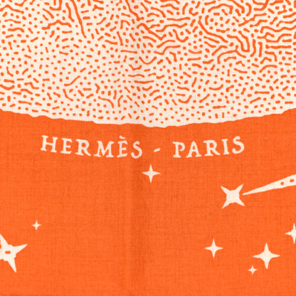 Hermes Silk Cashmere Clair De Lune Shawl 140 Orange Cuit Naturel 2 of 6