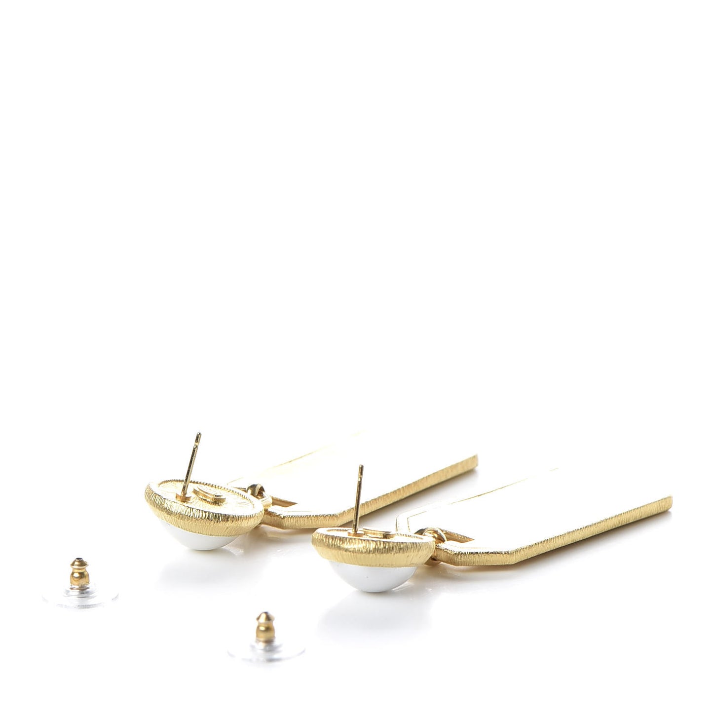 Pearl CC Tags Drop Earrings Gold