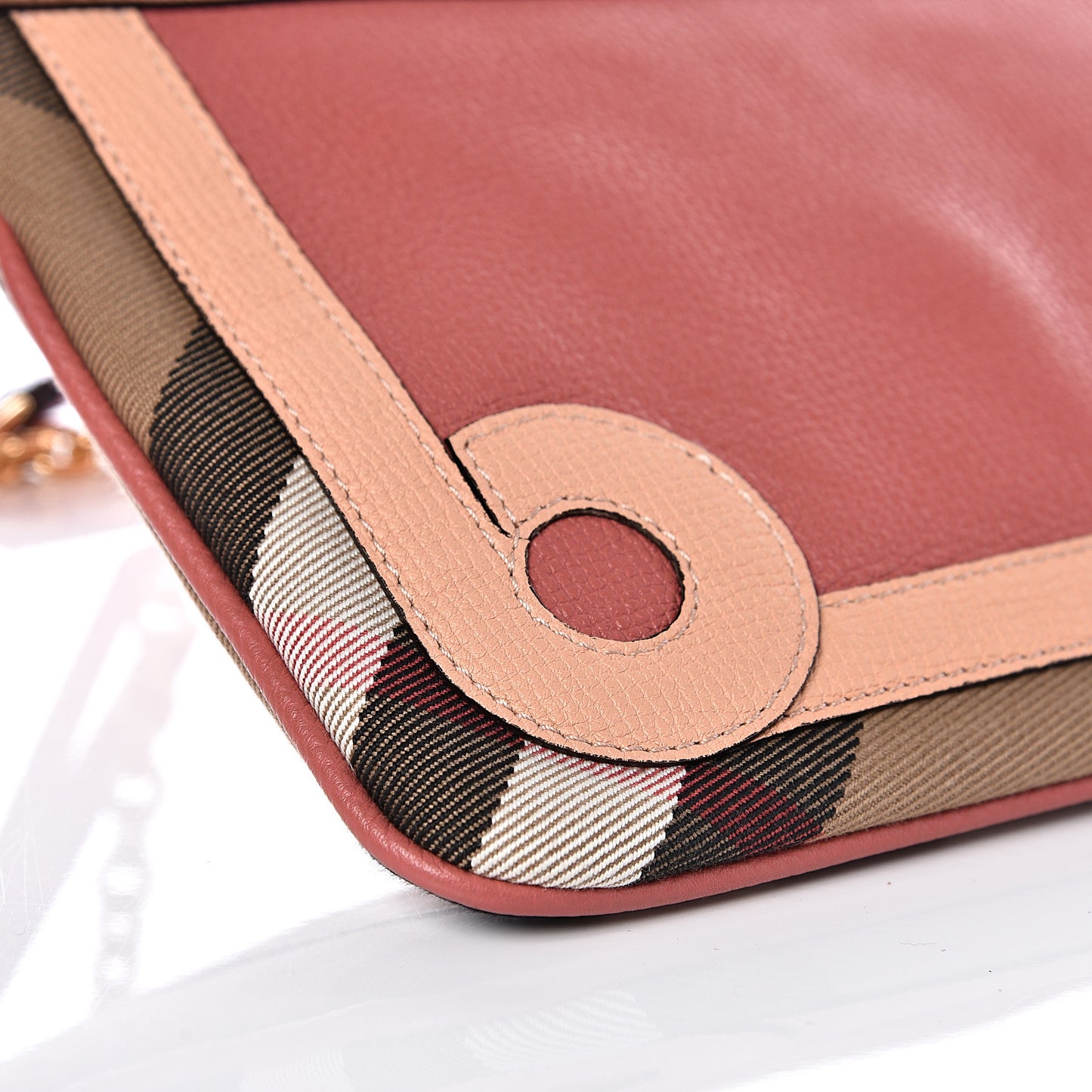 Metallic Derby House Check Peyton Crossbody Clutch Bag Blossom Pink