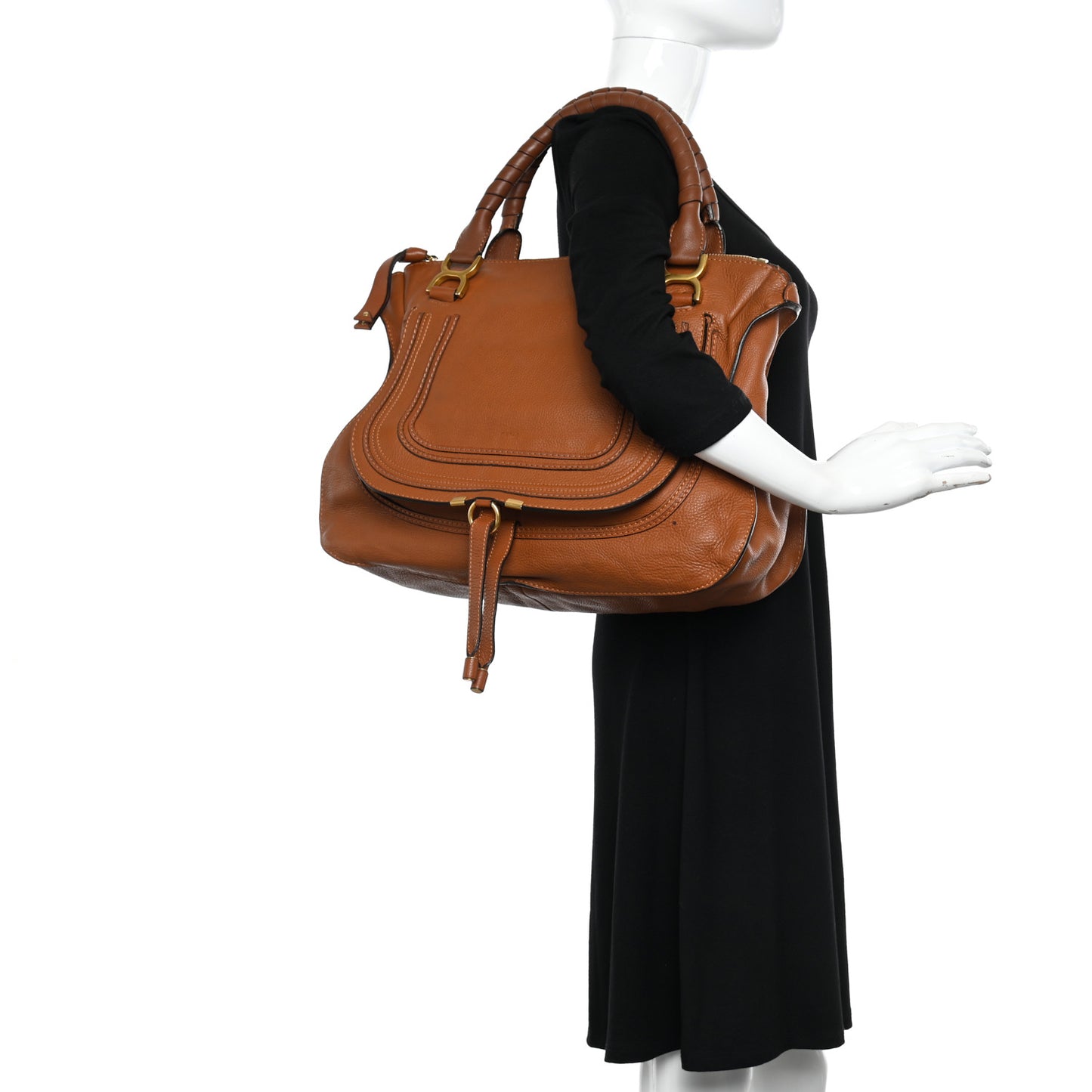 Calfskin Large Marcie Satchel Tan