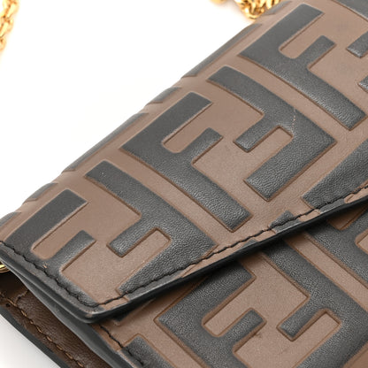 Fendi Vitello Soft F is Fendi Bi-Color FF 1974 Embossed Continental Envelope Wallet On Chain Maya Black 12 of 18
