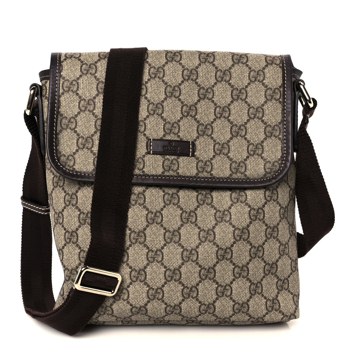 GG Plus Monogram Small Flap Messenger Bag Beige Dark Brown