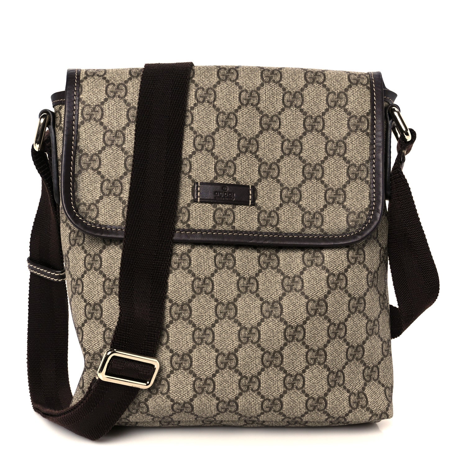Gucci GG Plus Monogram Small Flap Messenger Bag Beige Dark Brown 1 of 11