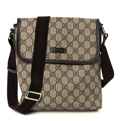 Gucci GG Plus Monogram Small Flap Messenger Bag Beige Dark Brown 1 of 11
