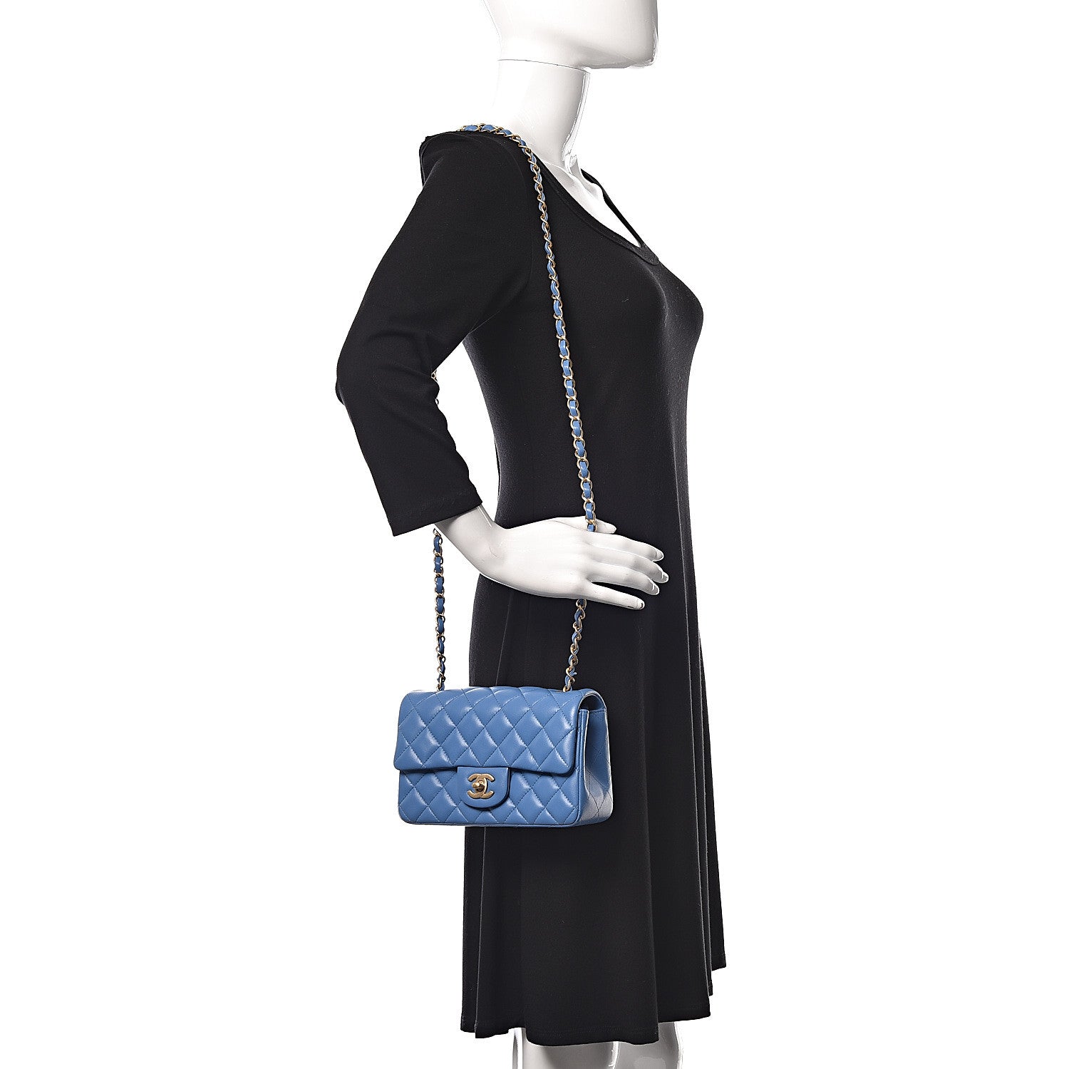 Chanel Lambskin Quilted Mini Rectangular Flap Blue 2 of 13