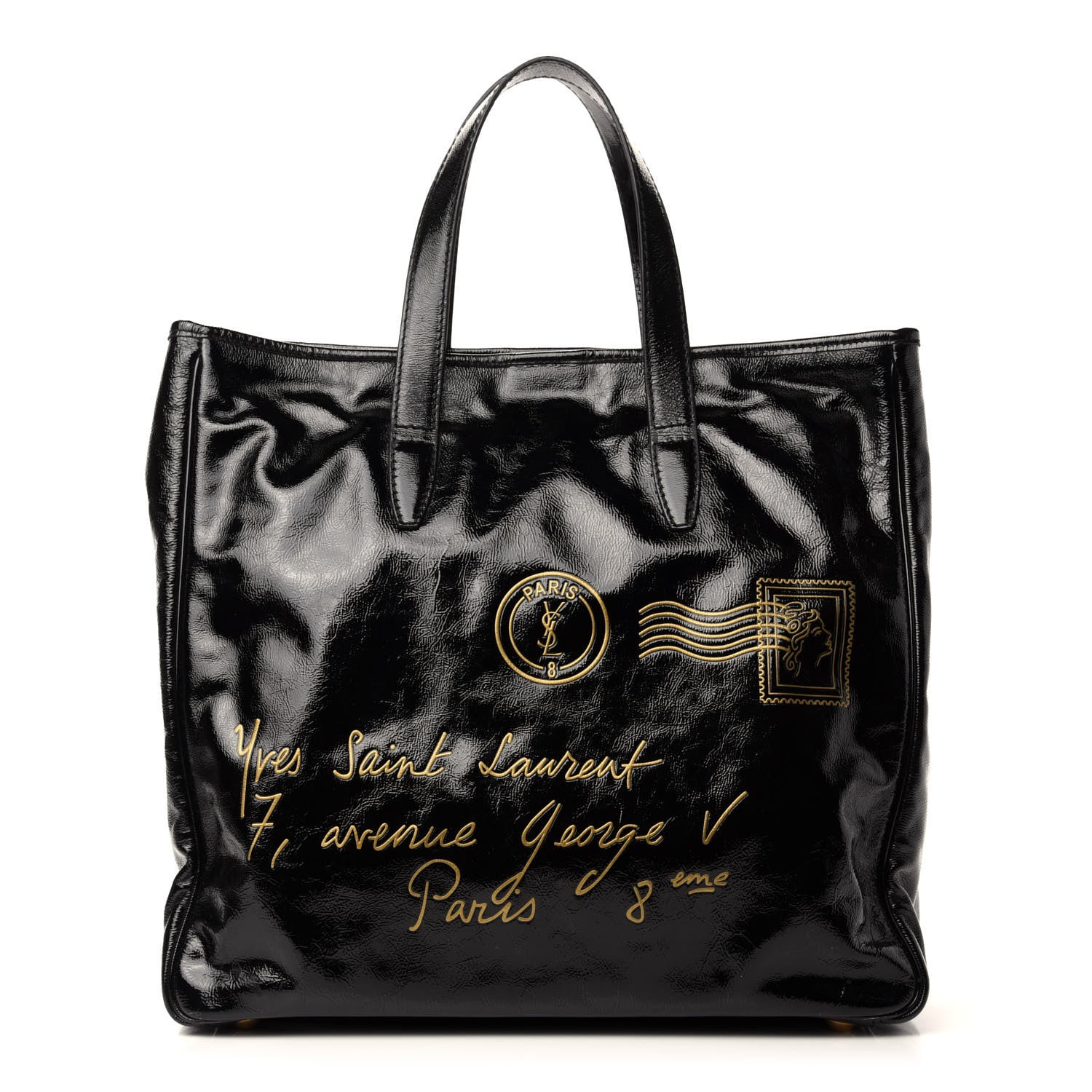 Saint Laurent Textured Patent Small Y-Mail Tote Black 1 of 10