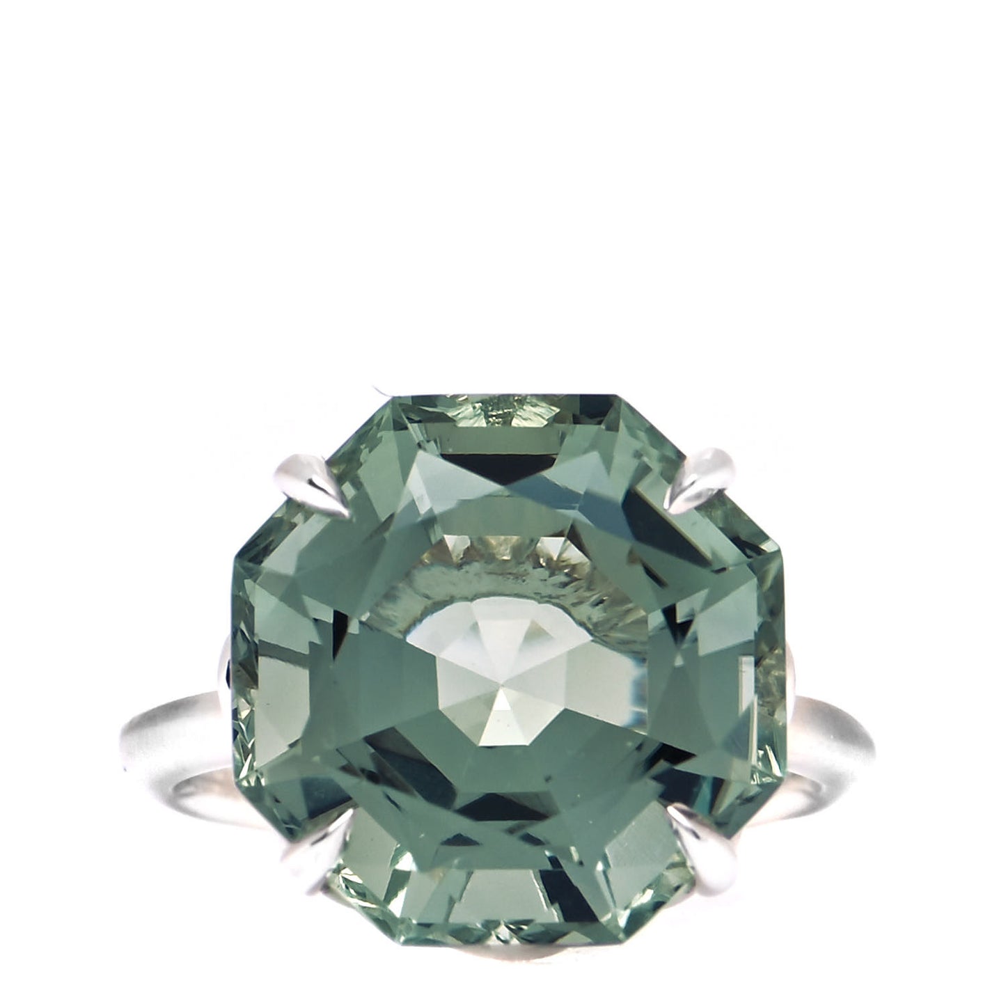 Sterling Silver Green Quartz Octagonal Sparklers Cocktail Ring 47 4