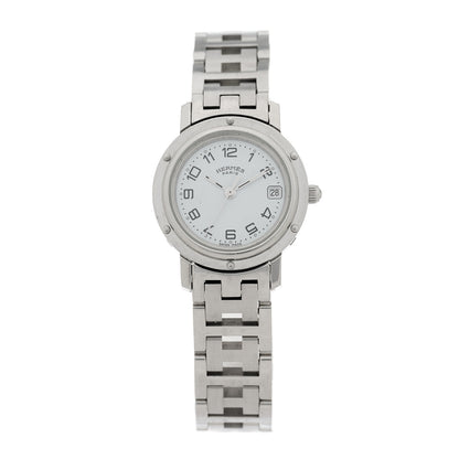 Hermes Stainless Steel 24mm Clipper Quartz Watch White 1 of 4