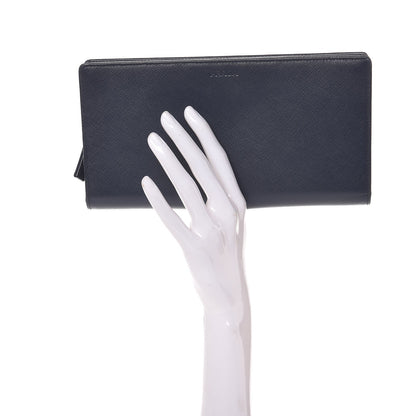 Prada Saffiano Continental Flap Wallet Baltico 2 of 8