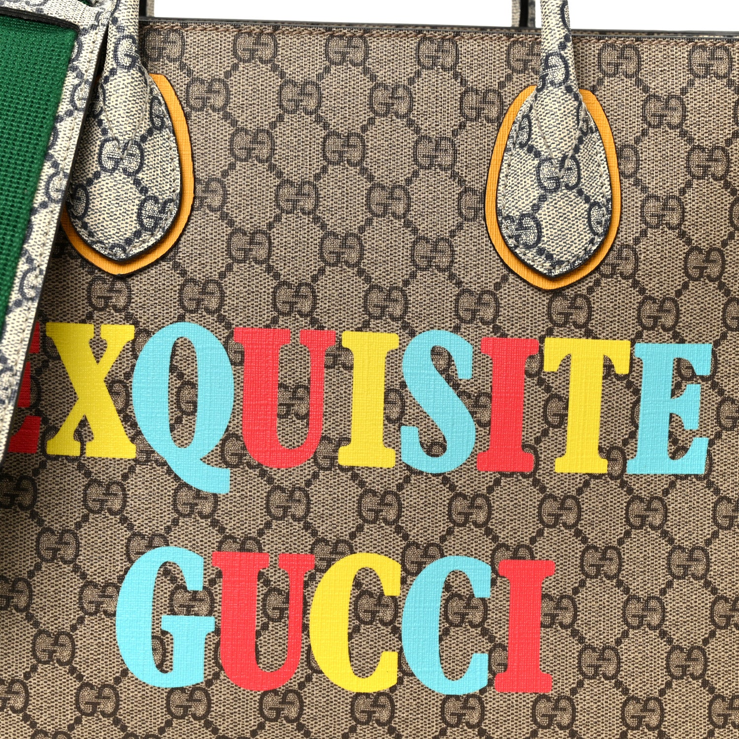 Gucci GG Supreme Monogram Exquisite Small Tote Beige Ebony Blue Crop Live Red 9 of 11