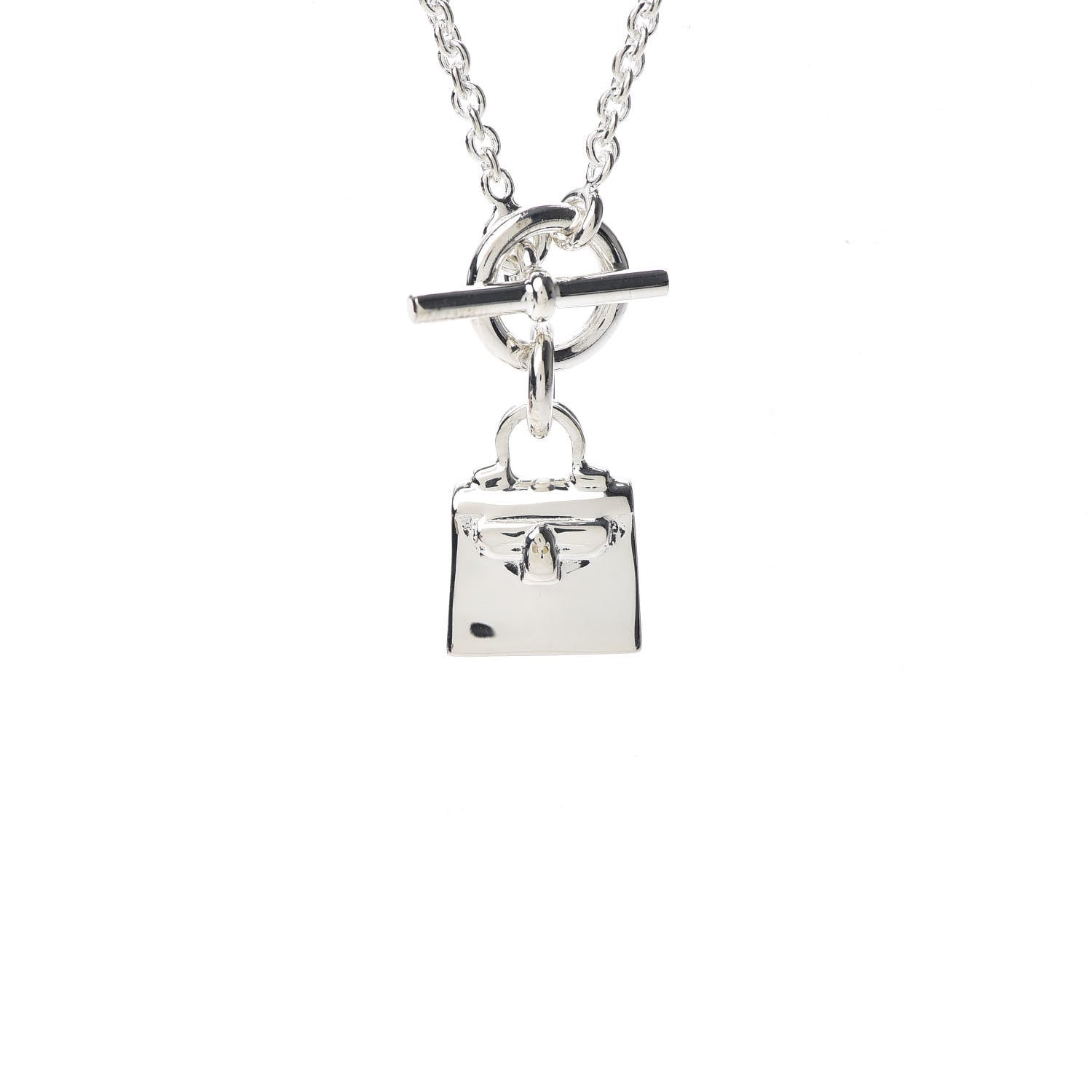 Hermes Sterling Silver Kelly Charm Pendant Necklace 4 of 5