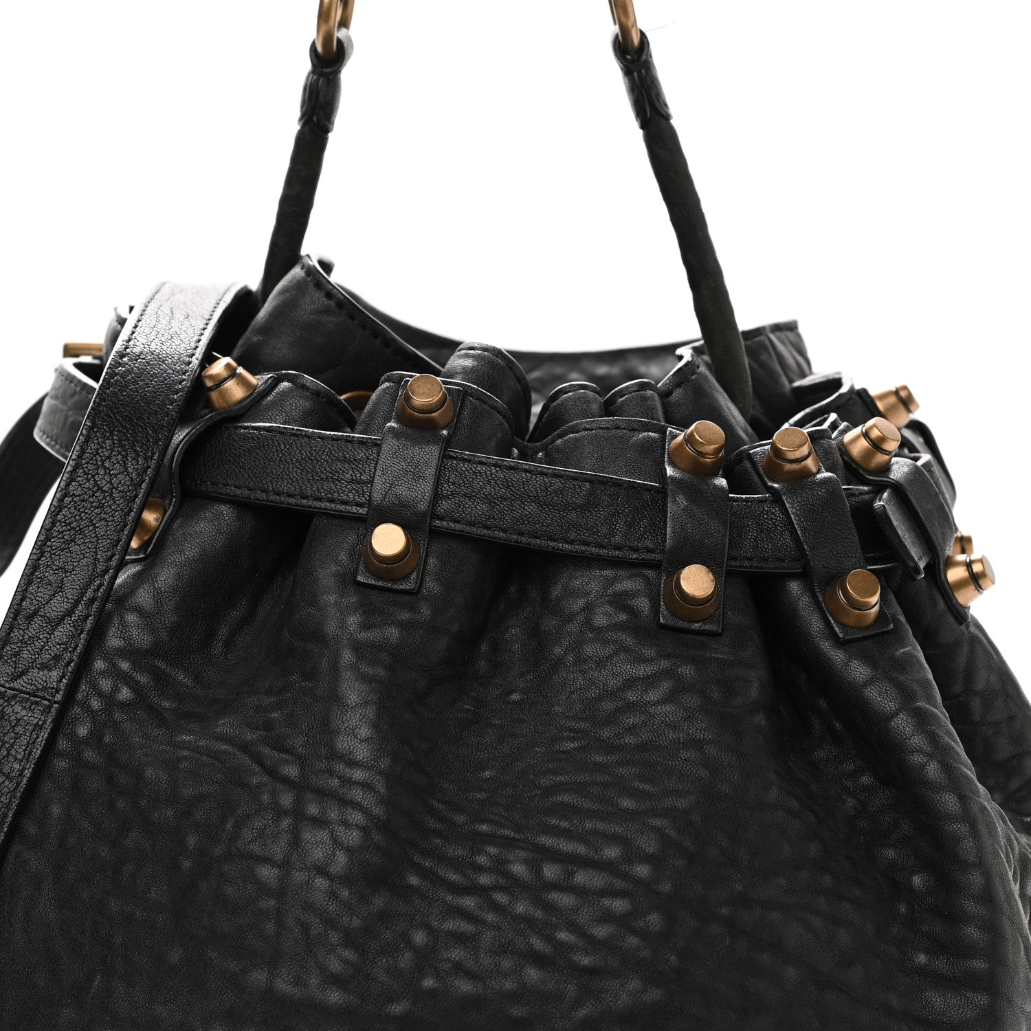 Alexander Wang Pebbled Lambskin Diego Bucket Bag Black Antique Brass Hardware 7 of 13