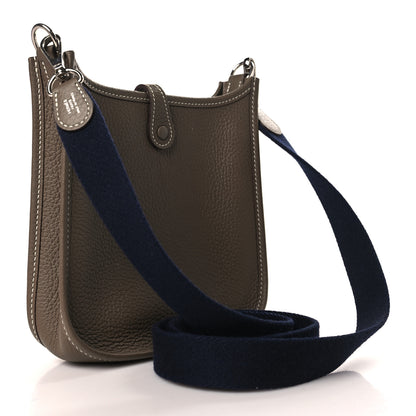 Hermes Taurillon Clemence Amazone Evelyne TPM Etoupe Bleu Indigo 3 of 10